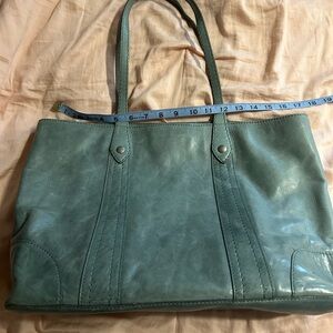 Turquoise Leather Frye Tote Bag
